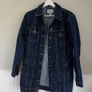 Long Semi Fitted Dark Jean Jacket